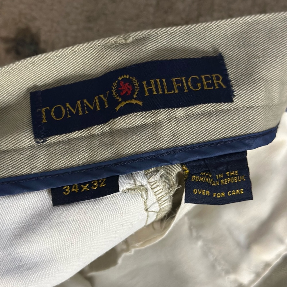 Tommy Hilfiger Khaki Trousers with Navy Trim
